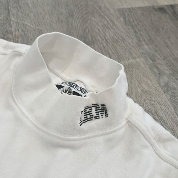 IBM embroidered Destinations long sleeve White Cotton Turtleneck Shirt sz Large - Picture 1 of 8